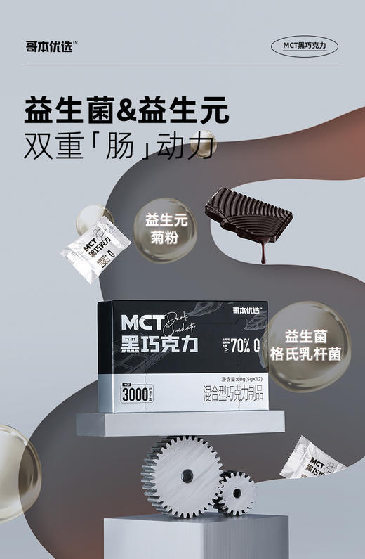 70%巧克力｜哥本优选·生酮饮食 MCT黑巧克力 70%可可含量 香醇丝滑 0蔗糖添加 一片约31大卡❗怪兽商城专属 商品图1