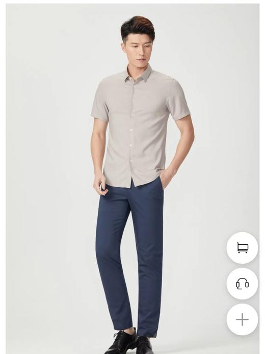 才子男装2024夏款竖条纹商务短袖衬衫 商品图0