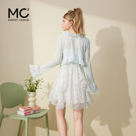 mc2碎花收腰吊带连衣裙+蕾丝拼接绑带喇叭袖开衫女2024新款温柔风 商品图2