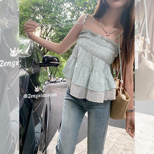 <曾小咸推荐> 绿色吊带背心  商品图1