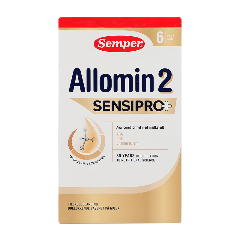 [丹麦]森宝Allomin益生菌奶粉2段700克（黄）Semper Allomin 2 SensiPro 700g