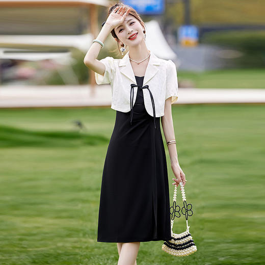 新中式盘扣短袖吊带连衣裙两件套MLJL88076 商品图0