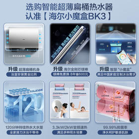 海尔（Haier）80升【小魔盒】定制洗浴超薄扁桶双胆家用电热水器3300W变频速热镁棒免更换WiFi智能 EC8003-BK3U1