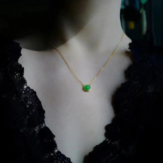 龢盒原创 18k冰绿翡翠豆豆锁骨链项链 商品图3