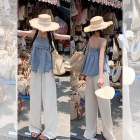 <曾小咸推荐>【夏日冰果】牛仔吊带上衣