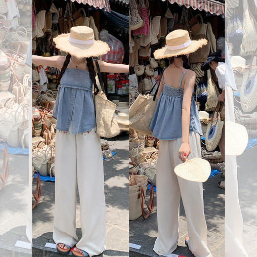 <曾小咸推荐>【夏日冰果】牛仔吊带上衣 商品图0