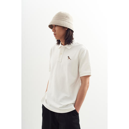 吃茶去chichaqu2024重磅短袖POLO衫复古全棉刺绣麻雀休闲百搭 商品图2