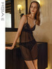 【郁金香】遐睡衣女性感透明吊裙T裤套装夏季睫毛蕾丝丁字裤睡裙 商品缩略图0