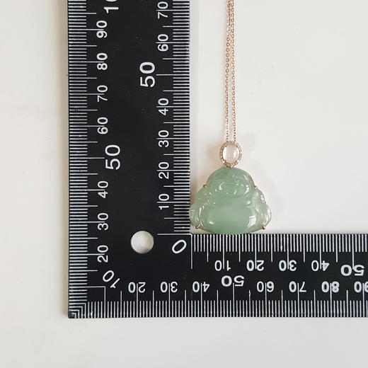 【天然正品】冰种湖水绿弥勒佛翡翠AU750精品黄金吊坠项链28.9*25.5*7.1MM（皆取最大值）260424XY12+ 商品图4