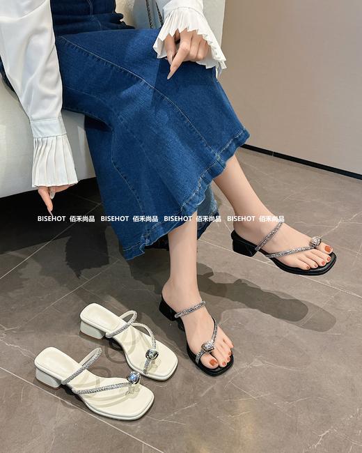 新品百搭钻扣粗跟百搭女拖鞋798B42600（W） 商品图8