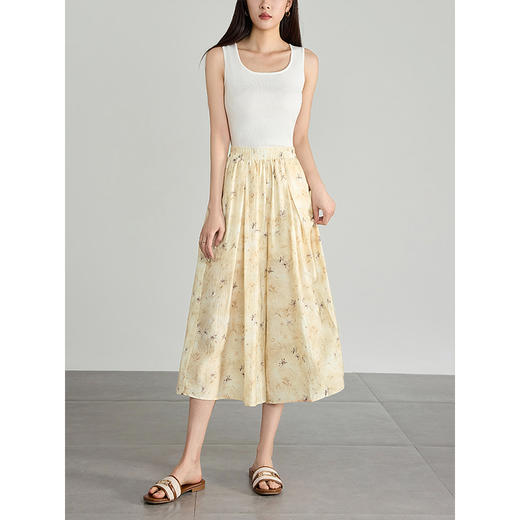 【专属特价】熙世界新中式印花天丝阔腿裤宽松高腰夏新款国风七八分休闲裙裤 商品图3