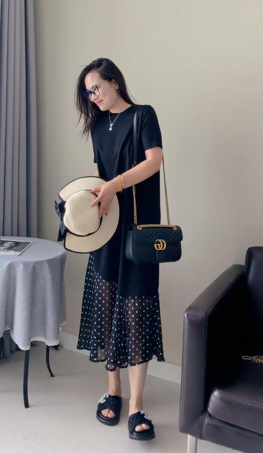 梦露波点拼接鱼尾连衣裙夏季优雅永不过时 商品图2