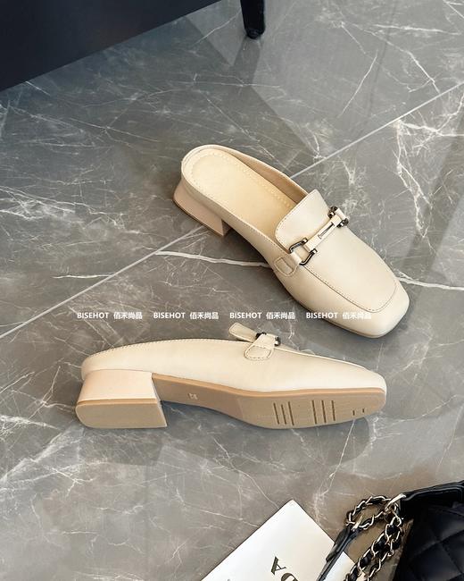 新品女士牛皮粗跟包头女拖鞋947B42526（W） 商品图1