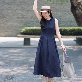 时尚通勤万能百搭无袖A字连衣裙