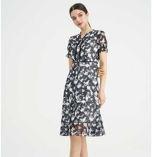 司歌雪纺水墨印花短袖连衣裙收腰国风EA891353X 商品图2