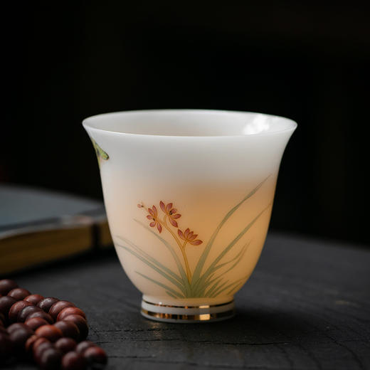 【经典】原矿玉泥冰种玉瓷鸟语花香6件套 端庄典雅 灵动手绘 商品图4