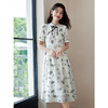 【专属特价】熙世界2025夏装新款中式墨竹碎花亚麻连衣裙高级感复古国风裙子 商品缩略图0