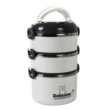 贝瑟斯 304不锈钢三层饭盒 学生保温餐盒大容量上班族便当分层饭桶2.4L /厨具 /餐具 /饭盒/提锅