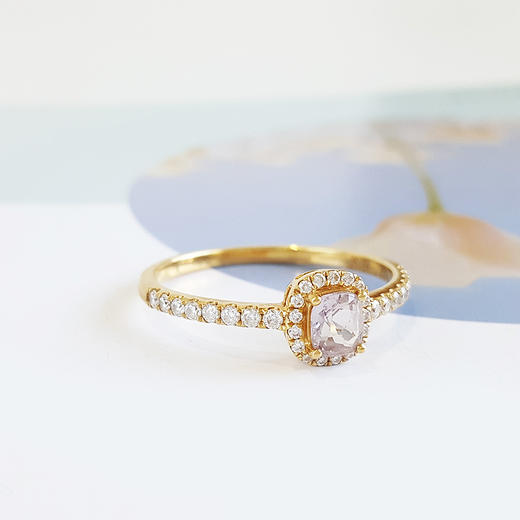 【天然正品】AU750黄金镶天然淡粉色尖晶石（健康、财富）戒指23号（戒圈可改）050224XY10+ 商品图1