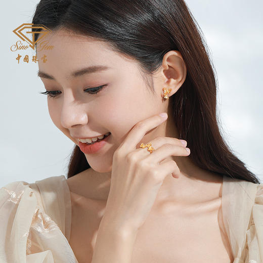 中国珠宝 5G黄金足金999蝴蝶翩翩戒指女款精致镂空活口戒指女送礼 商品图5