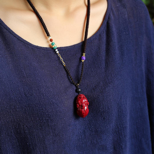 朱砂貔貅民族风项链挂绳手把件男女士文玩送老人礼物 商品图4