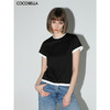 COCOBELLA黑白撞色拼接假两件短袖T恤夏简约精致半袖TS0017 商品缩略图1