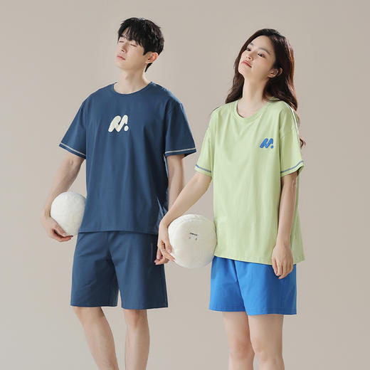 "雀说 【抗菌拉架棉】夏季情侣睡衣短袖纯棉休闲可外穿套装 4ZF-3E2800" 商品图3