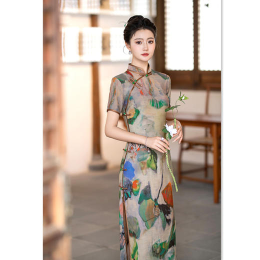 复古中国风改良，中式长款短袖旗袍GX-582497 商品图0
