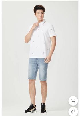 才子男装2024夏款休闲印花短袖