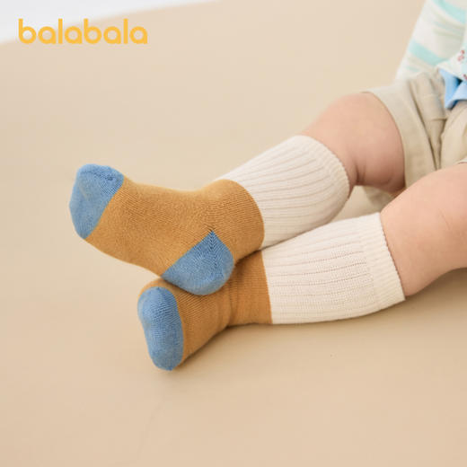 巴拉巴拉宝宝中筒袜子棉秋季新款男女童新生婴儿童袜不勒腿三双装 商品图2