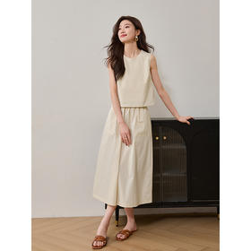 【专属特价】熙世界盐系穿搭无袖背心半身裙套装夏装休闲圆领上衣伞裙两件套
