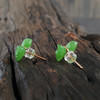 【天然正品】天然苹果绿蝴蝶造型和田玉碧玉AU750精品玫瑰金镶钻耳钉10.2*11.7*15.2MM（皆取最大值）040124XY02特价 商品缩略图4
