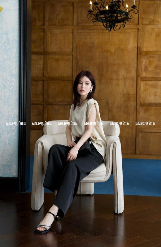 【门店同款】ENJOY夏季智性-珍珠扣腰带直筒裤 158146499 商品图5