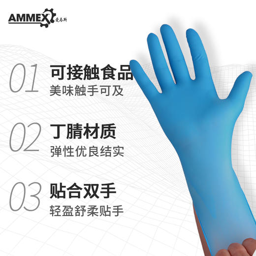 【进口 经济型】一次性蓝色丁腈手套（无粉 微麻面）APFGWC 商品图1