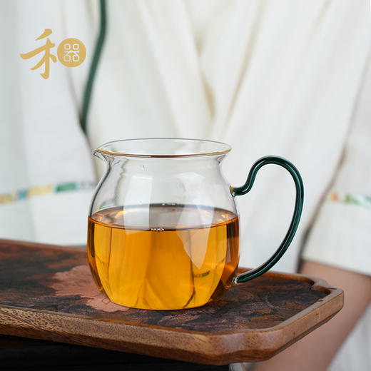 禾器晶彩·美满茶海/墨绿 小容量公杯玻璃分茶器耐热公道杯高硼硅茶具 商品图0