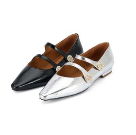 westory2024年春季新款低平跟尖头细带玛丽珍优雅气质女鞋S24AE56791