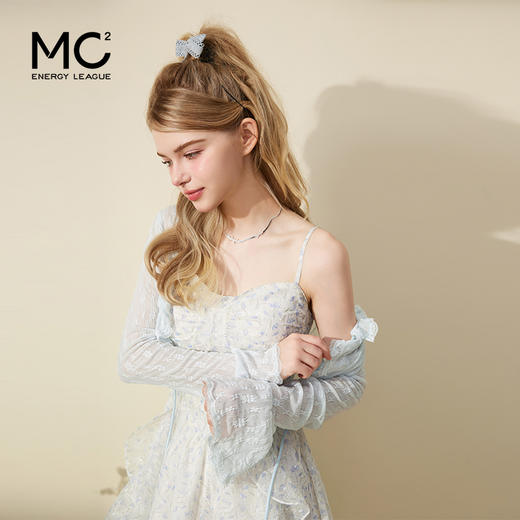 mc2碎花收腰吊带连衣裙+蕾丝拼接绑带喇叭袖开衫女2024新款温柔风 商品图0