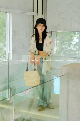 【门店同款】ENJOY夏季蝴蝶结皮牌冰柔直筒裤 157944624