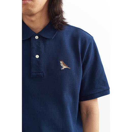 吃茶去chichaqu2024重磅短袖POLO衫复古全棉刺绣麻雀休闲百搭 商品图1