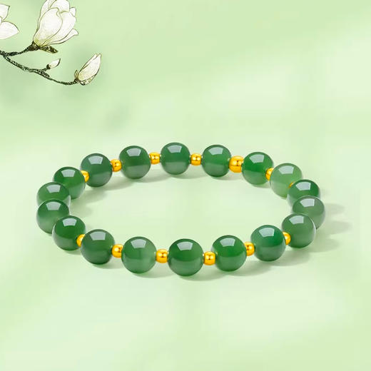 【经典】绝代芳华和田玉碧玉手串 玉珠亮丽 清新脱俗 商品图0