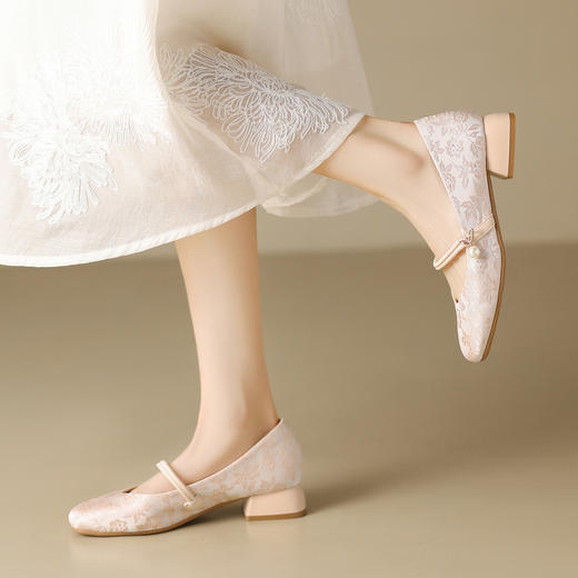 ZHR则则新中式国风单鞋女淑女浅口中跟玛丽珍鞋女CG71F 商品图3