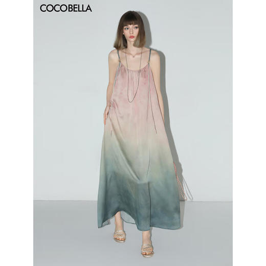 COCOBELLA度假风渐变晕染吊带裙夏手工编织肩带连衣裙FR7057 商品图1