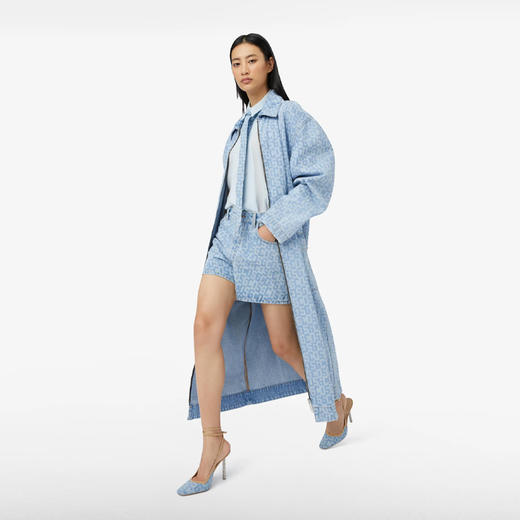 GCDS 女士字母徽标印花棉质休闲牛仔短裤 浅蓝色 A1CW3100DA275 商品图3