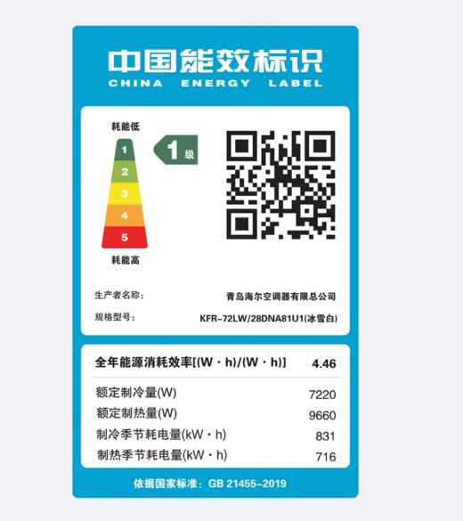 LR 海尔三匹柜式变频空调KFR-72LW/28DNA81U1(冰雪白) 商品图3