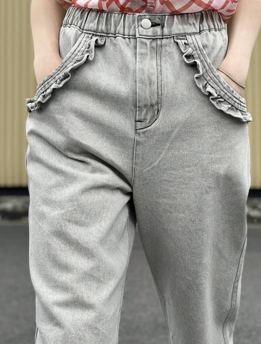 TYNVIE 荷叶边饰边牛仔裤-灰白 商品图7