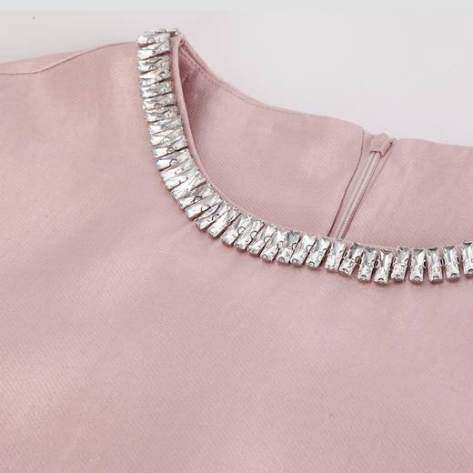 PF8B7斯尔丽2024新款清爽透气H型气质小香短袖撞色镶钻经典显瘦连衣裙 商品图4