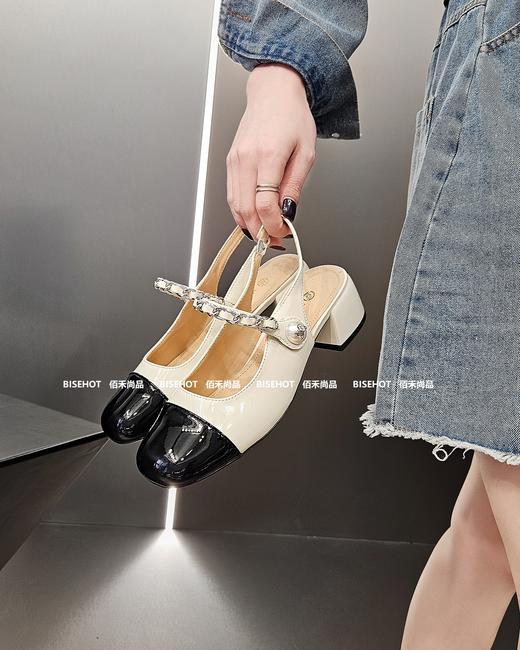 新品女士圆头拼接百搭时尚粗跟中空鞋762B42563（W） 商品图7