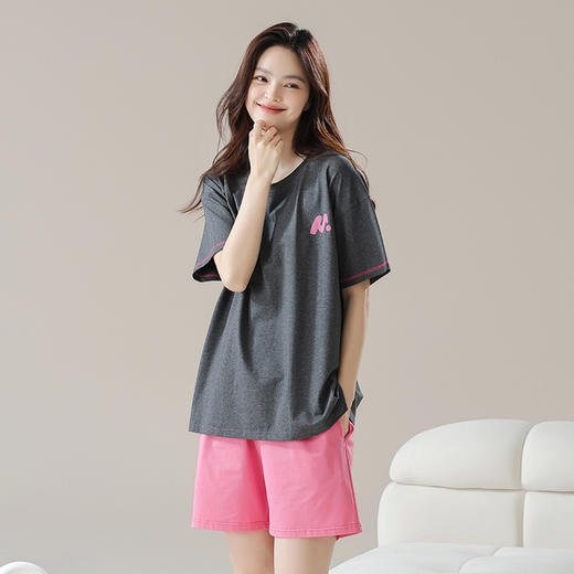 "雀说 【抗菌拉架棉】夏季情侣睡衣短袖纯棉休闲可外穿套装 4ZF-3E2800" 商品图9