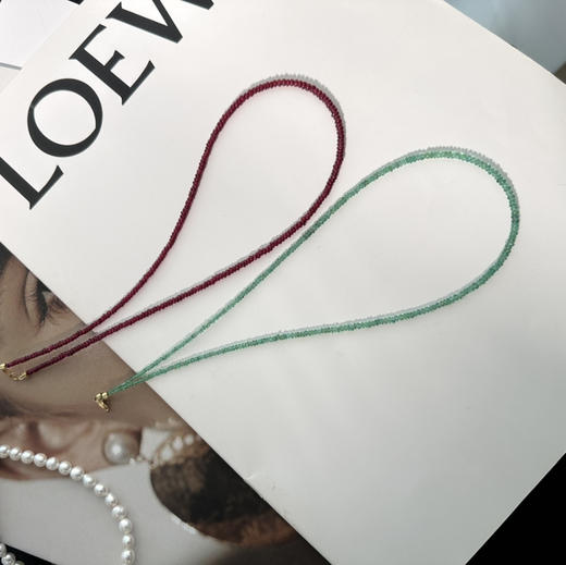 甄珠贝 ​进口彩宝素链 高叶、倪妮同款 祖母绿/红宝石 通透明艳，氧气感满满 18k金扣（注：固定项链的压扣不是18k，如需定制18k，加180元，请私） 商品图14