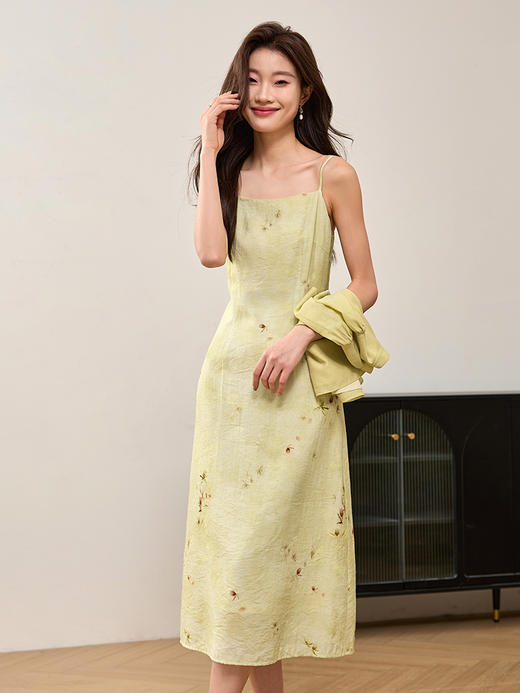 【专属特价】熙世界国风连衣裙套装夏季新中式旗袍上衣吊带裙子两件套裙送考 商品图0